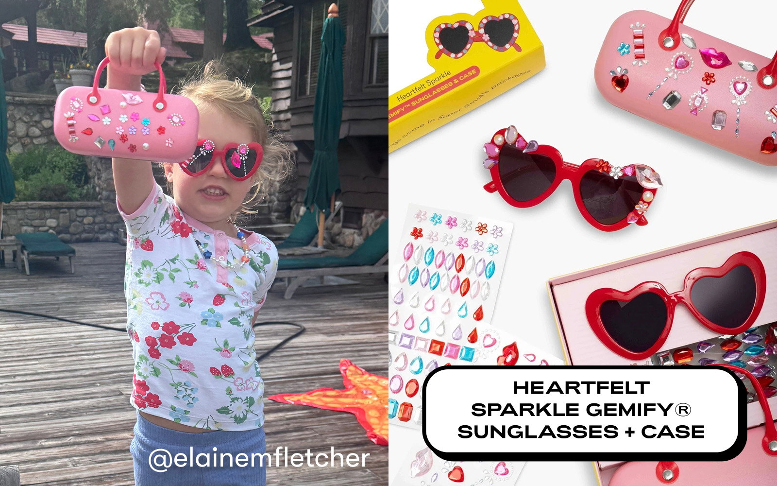 Heartfelt Sparkle Gemify Sunglasses + Case
