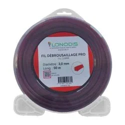 Image of Fil de débroussaillage PRO Carré 3,0mm Rouge, blister de 50m