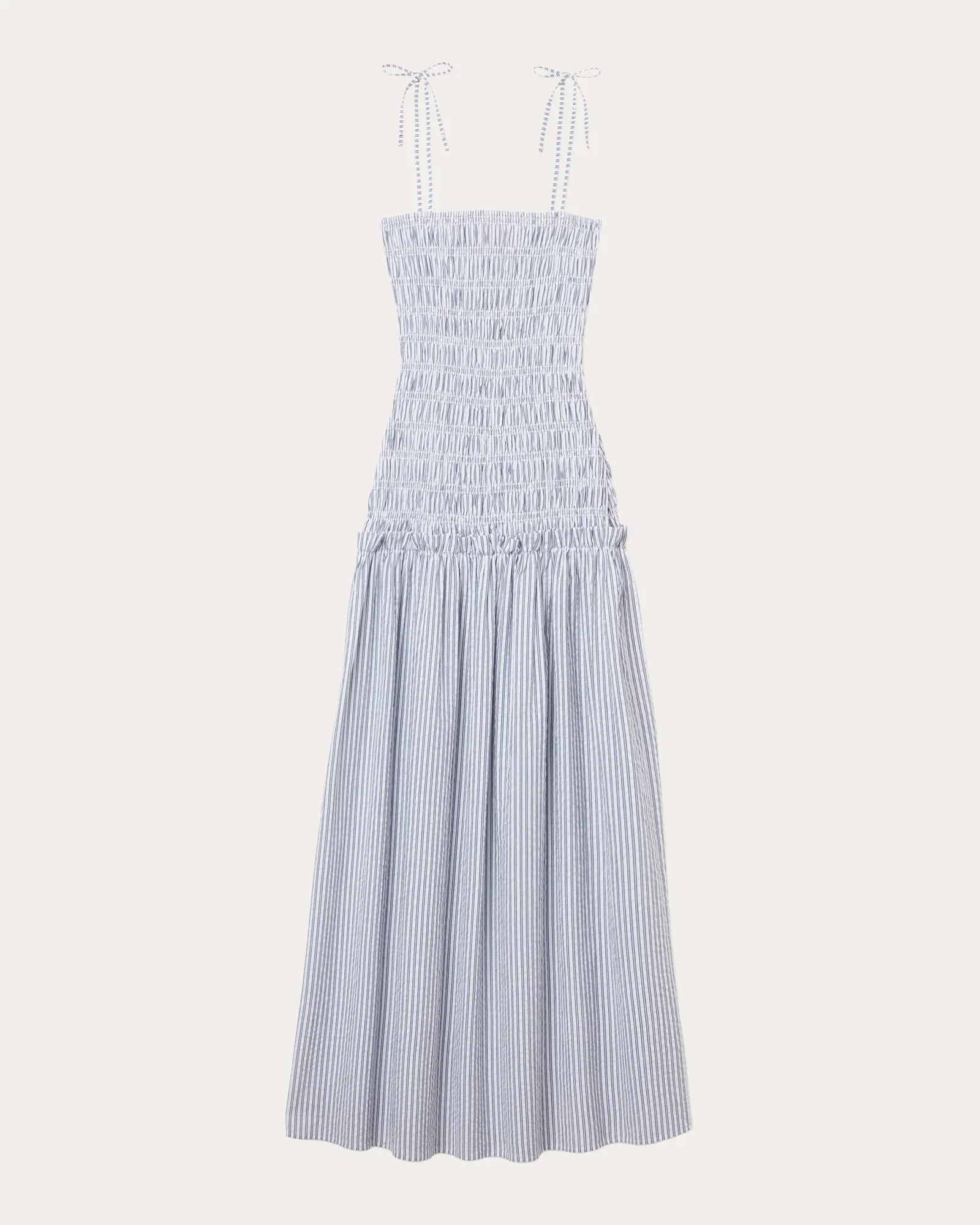 Eddy Smocked Stripe Drop-Waist Maxi Dress