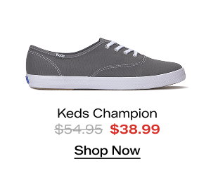 A side view of the Original Keds Champion Lace-Up in graphite grey. The style was $54.95 and is on sale for $38.99.  Shop Now