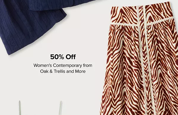 50% off womens contemporary from Oak and Trellis and more. Shop now. A zebra print skirt.