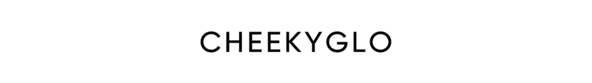 CheekyGlo brand logo in thin black uppercase letters on a white background