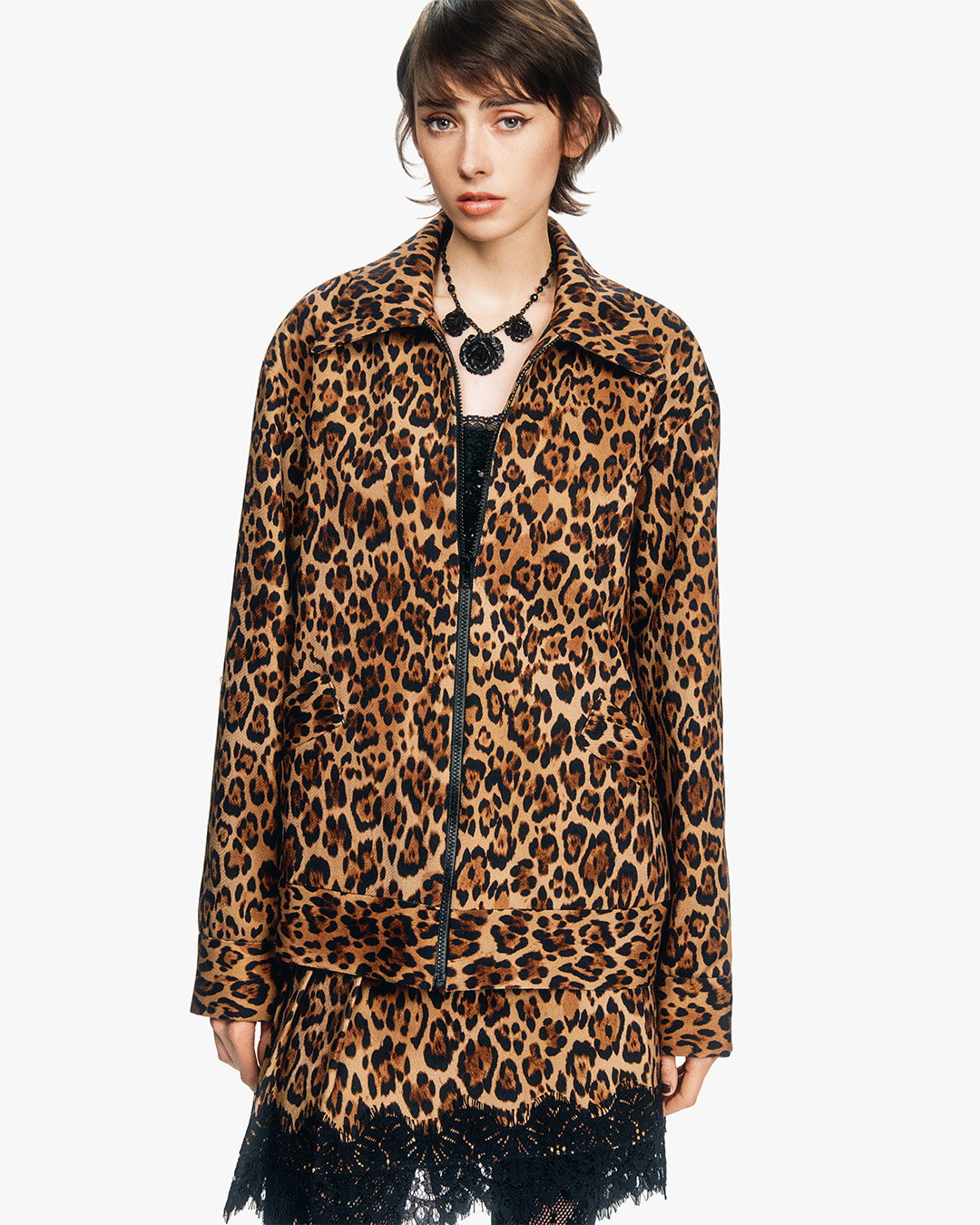 denim leopard print jacket