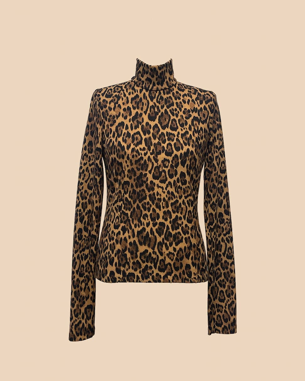 leopard knit turtleneck