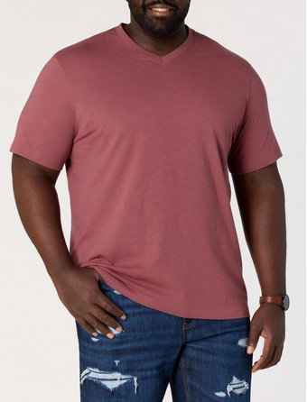 Slub Knit V-Neck T-Shirt