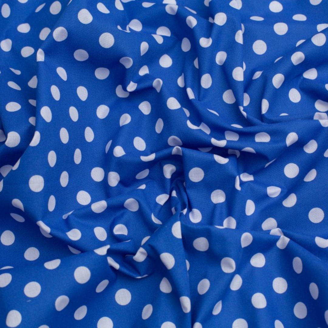 Minerva Core Range Printed Polycotton Fabric Royal Blue