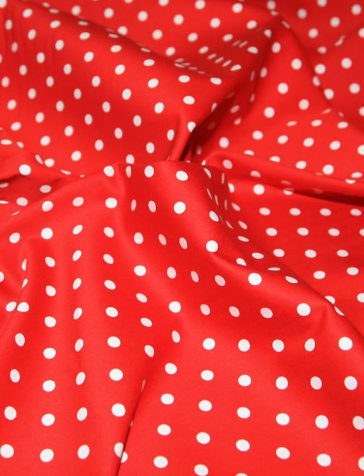 Deadstock Jardin Woven Stretch Cotton Sateen Fabric Red & White