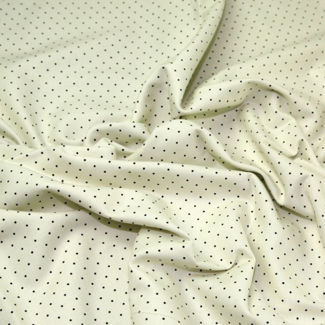 Deadstock Truella Brushed Cotton Fabric Cream & Black