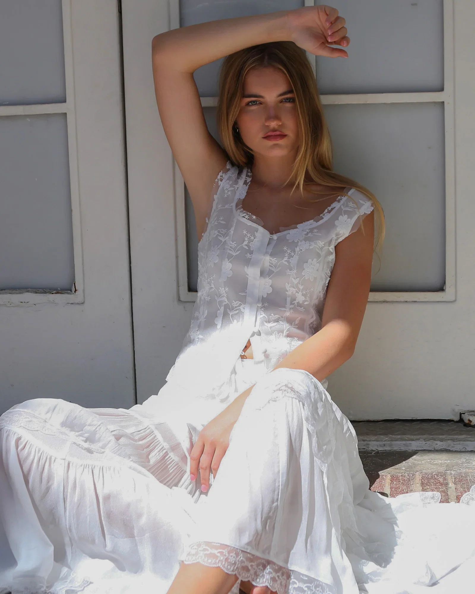 Image of Future Lover Lace Button Up Blouse - White