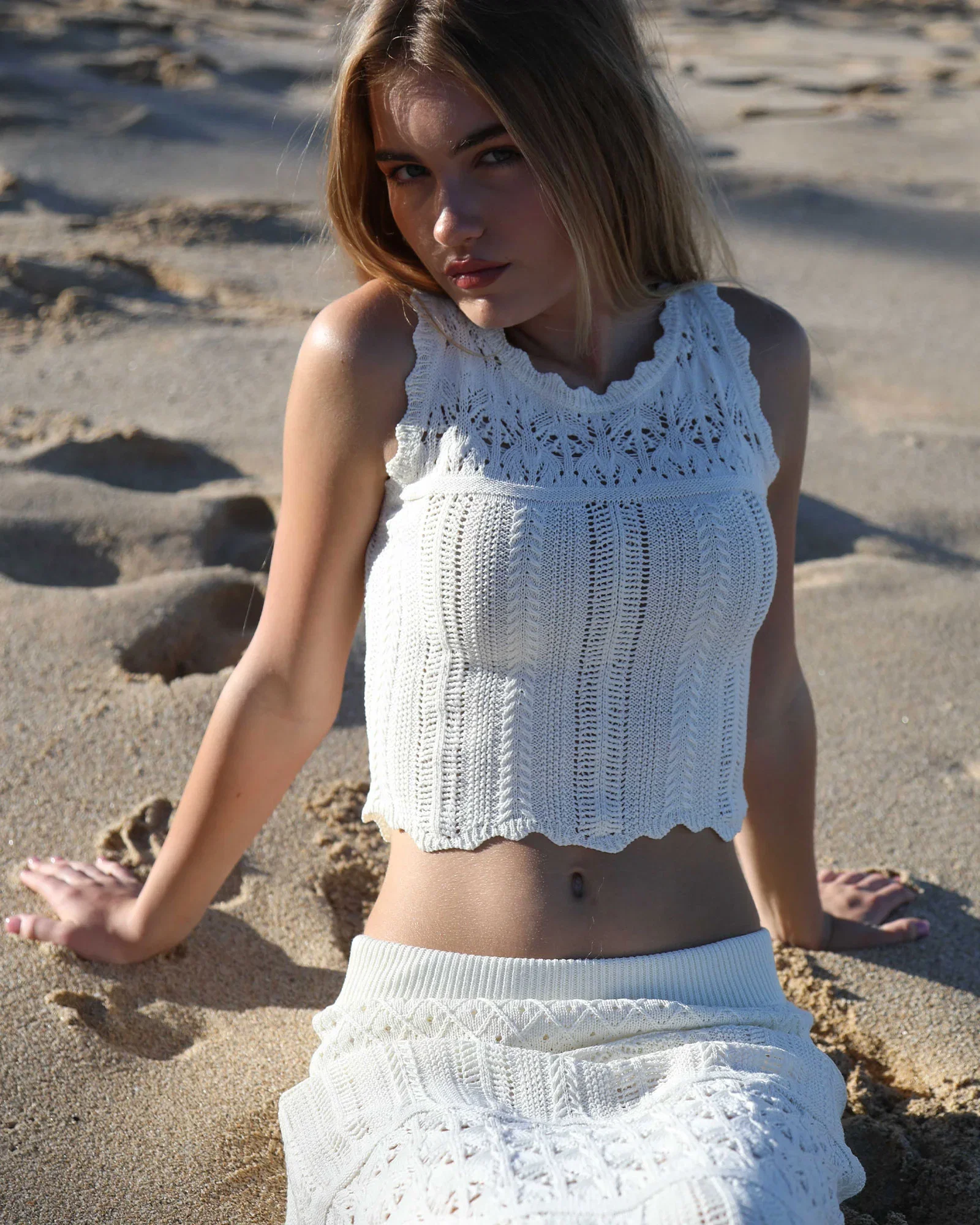 Image of Harvest Haze Crochet Crop Top - Cream