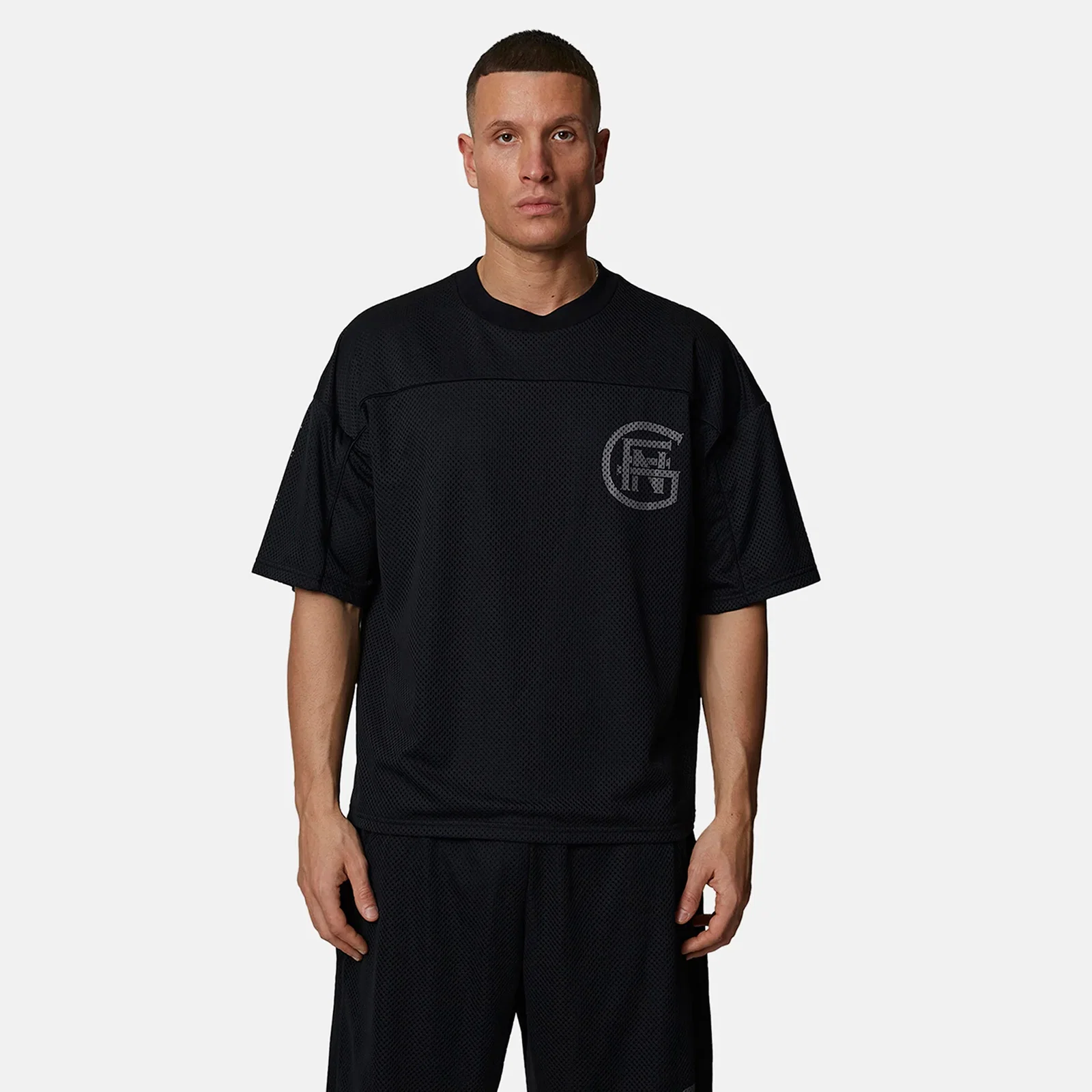 Image of Monogram Mesh Black Boxy Jersey