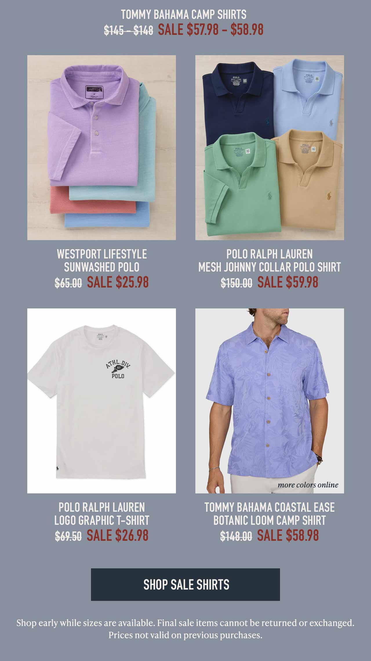 Shop sale shirts now — 60% off or more at Westport Big & Tall