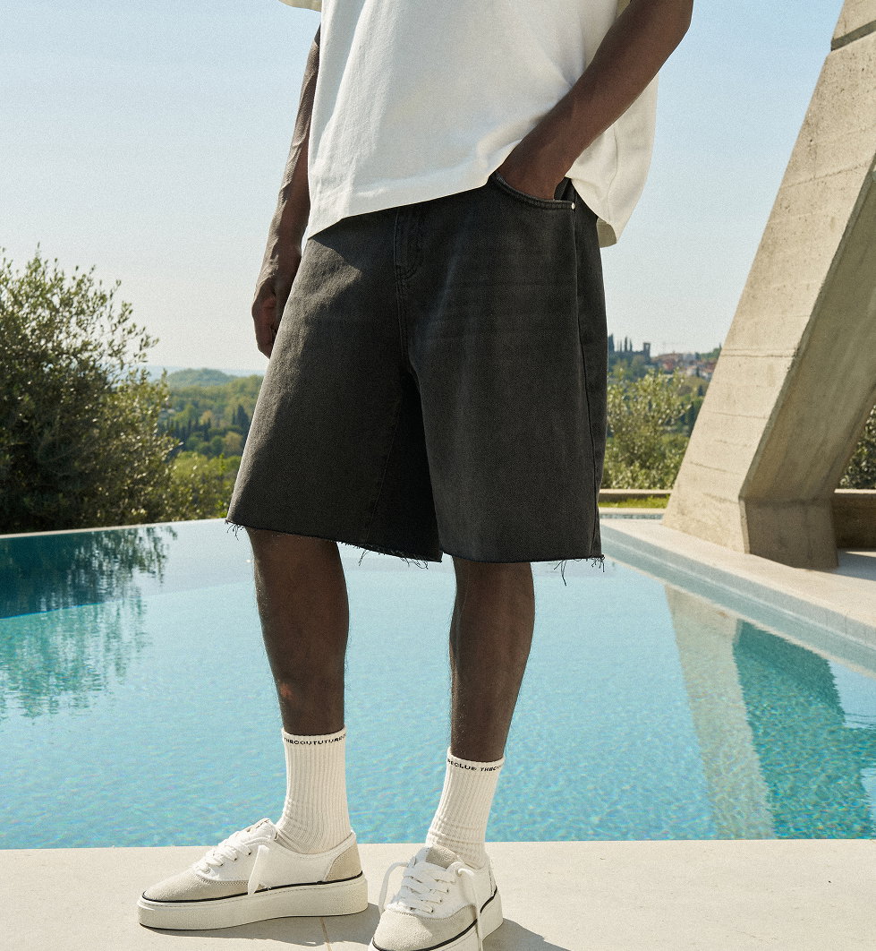 DENIM RAW EDGE SHORTS