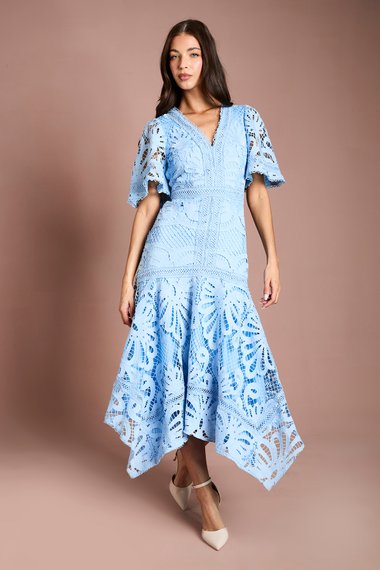Placement Lace Hanky Hem Dress