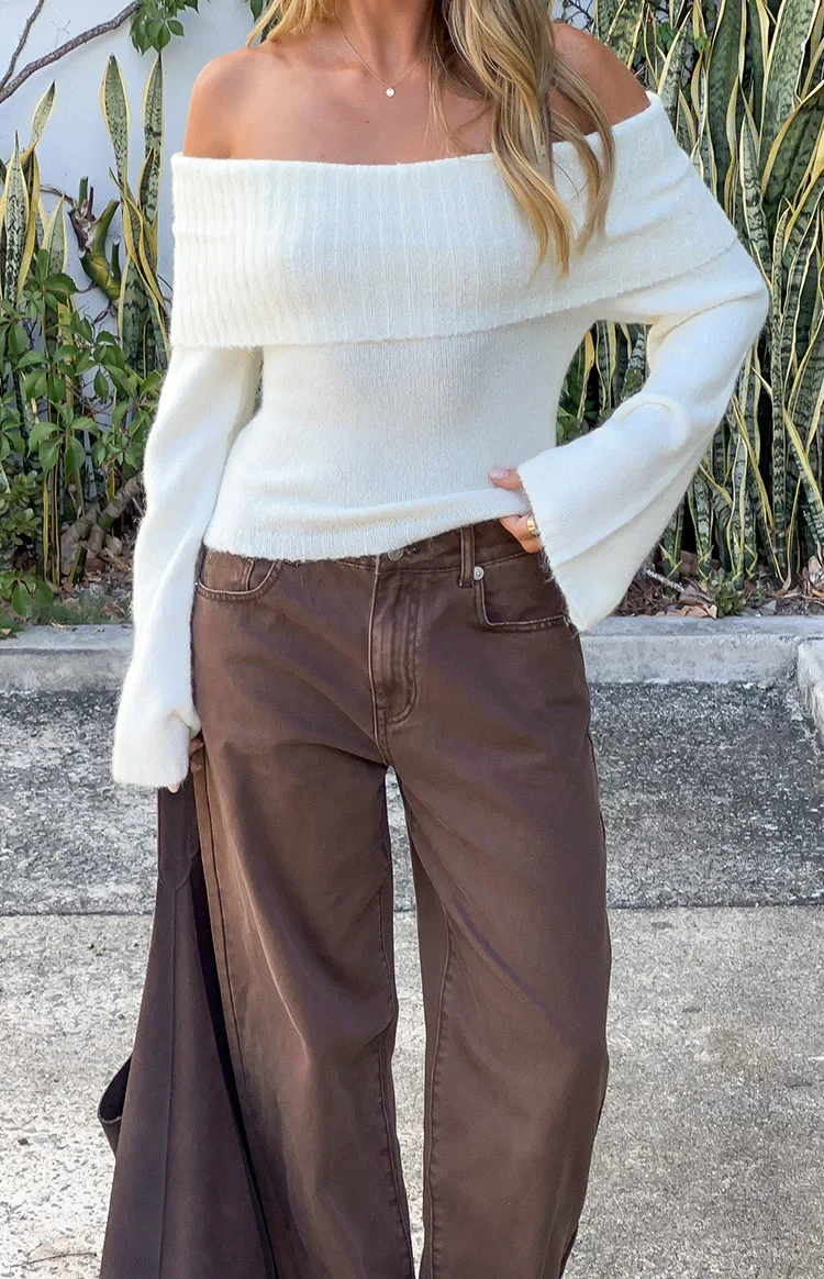 Image of Joey Cream Off Shoulder Sweater