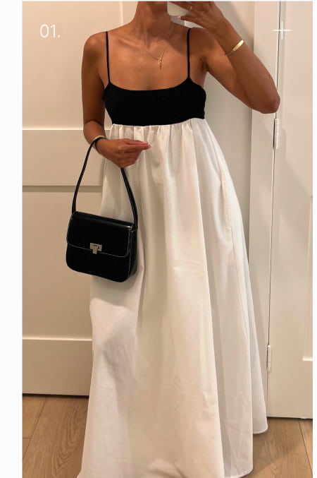 Akari White Contrast Maxi Dress