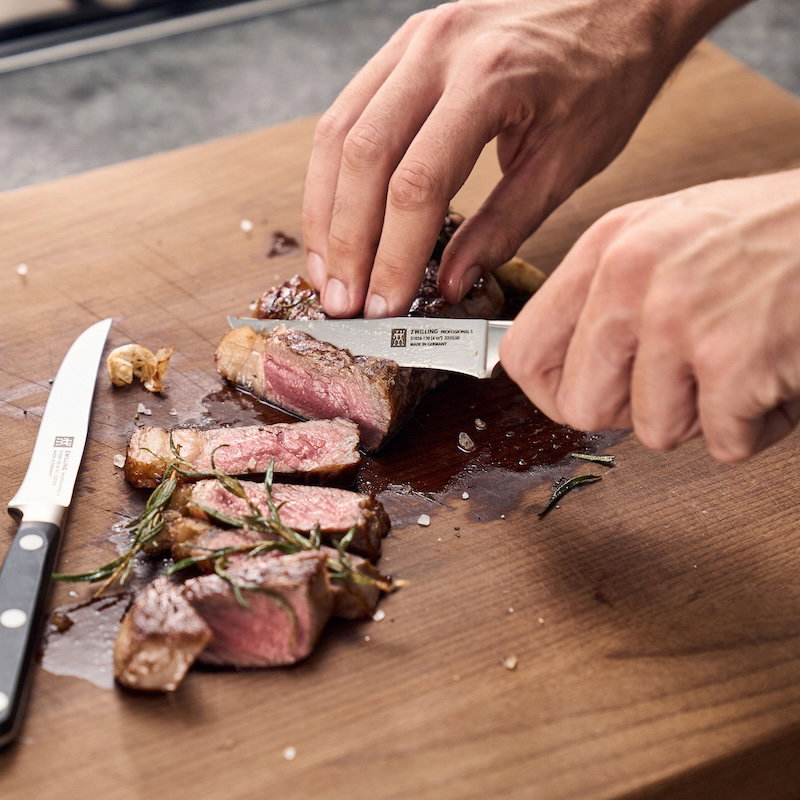 Slice easily through steak.