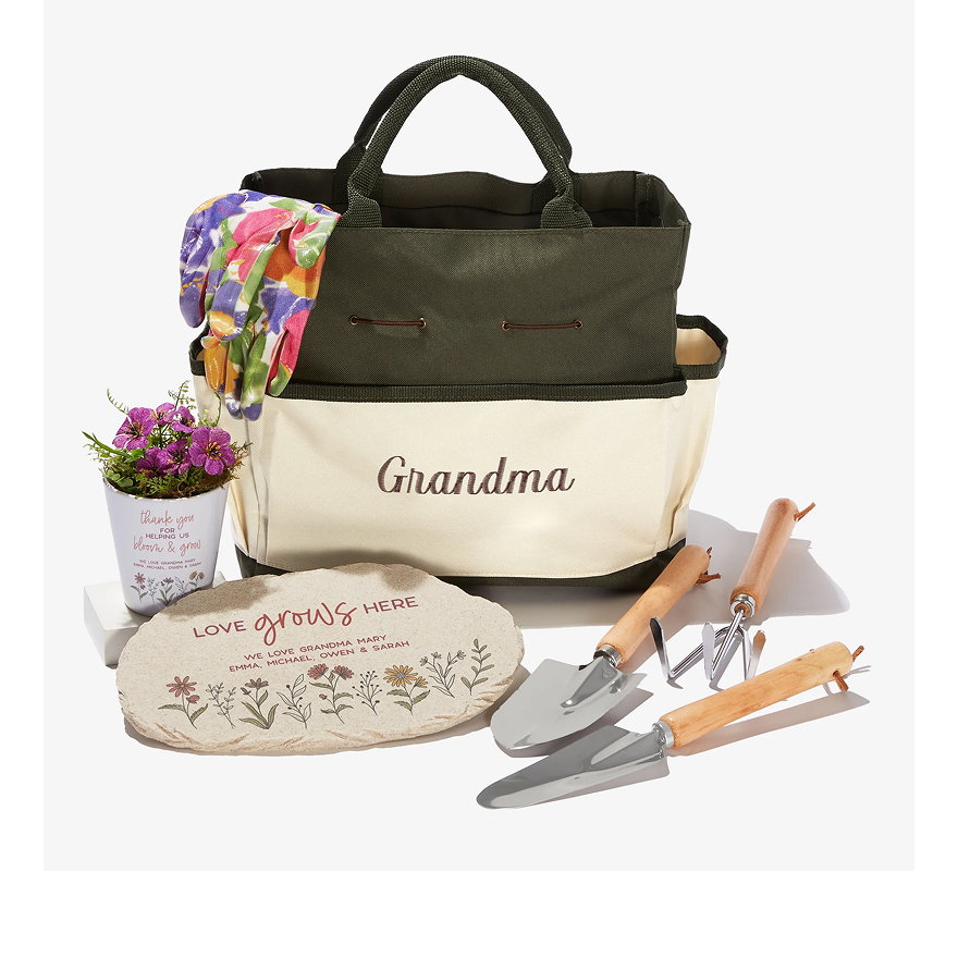 Love Blooms Here Personalized Gardening Bag Gift Set