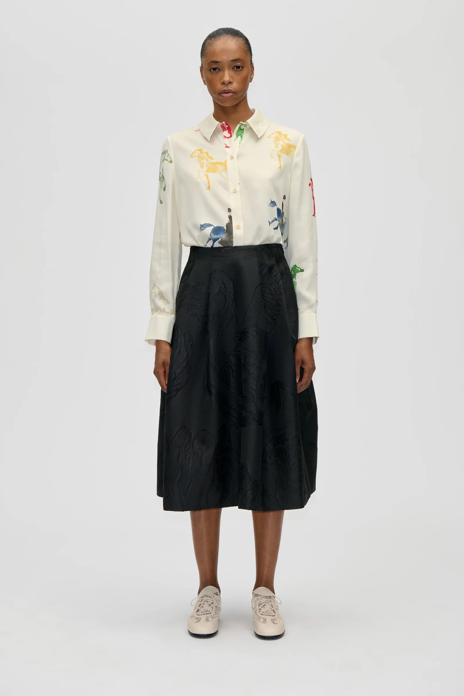 Image of Voluminous Midi Skirt - Swans