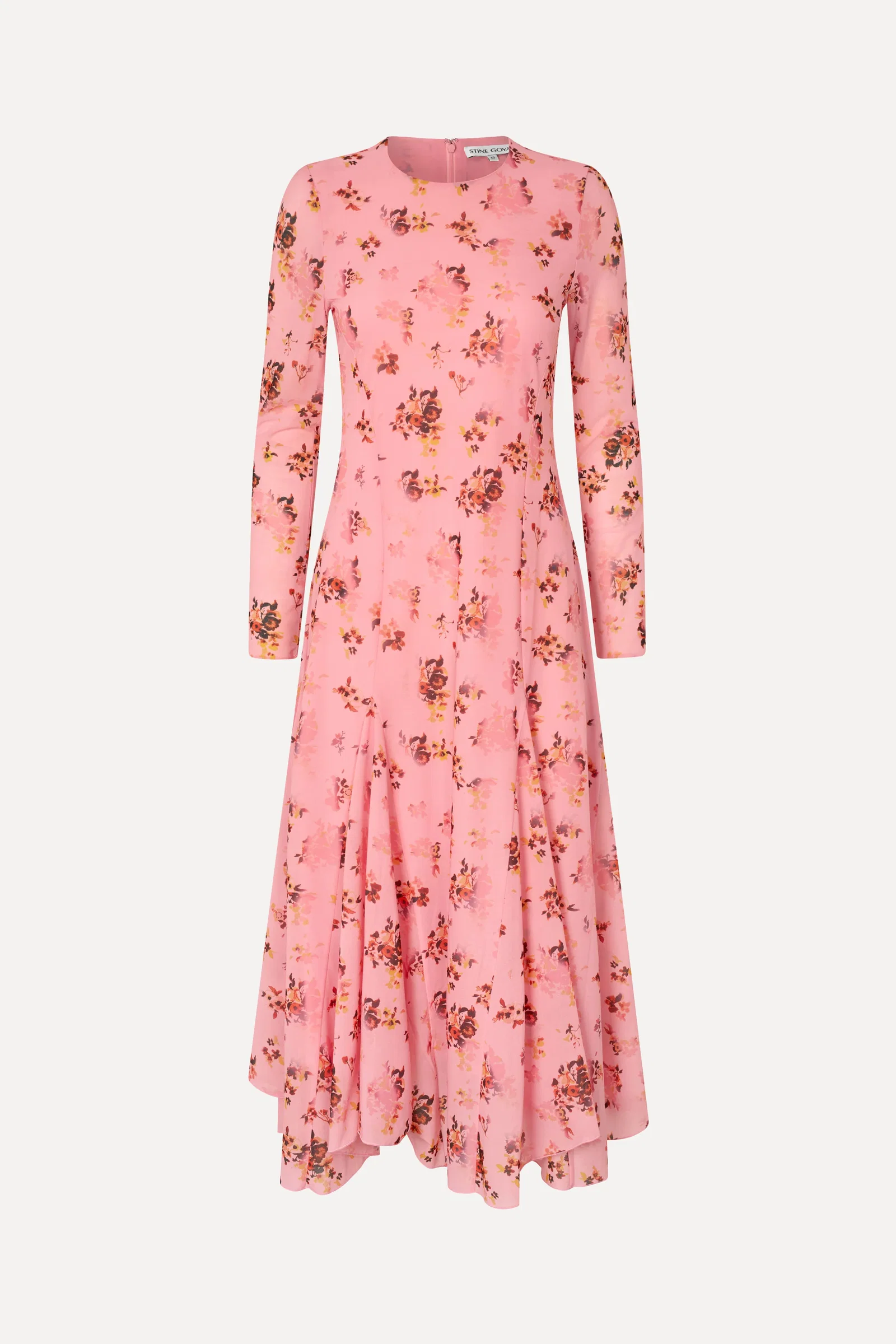 Image of Long Sleeve Ruffling Midi Dress - Pink Magnolias