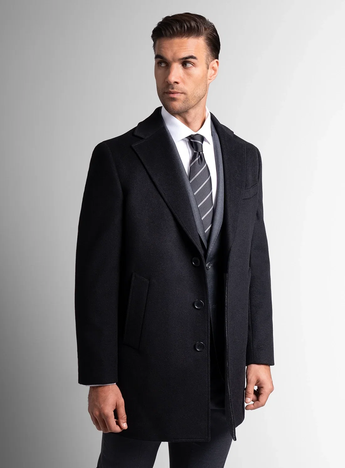 Image of Signature Wool Pile Black Coat