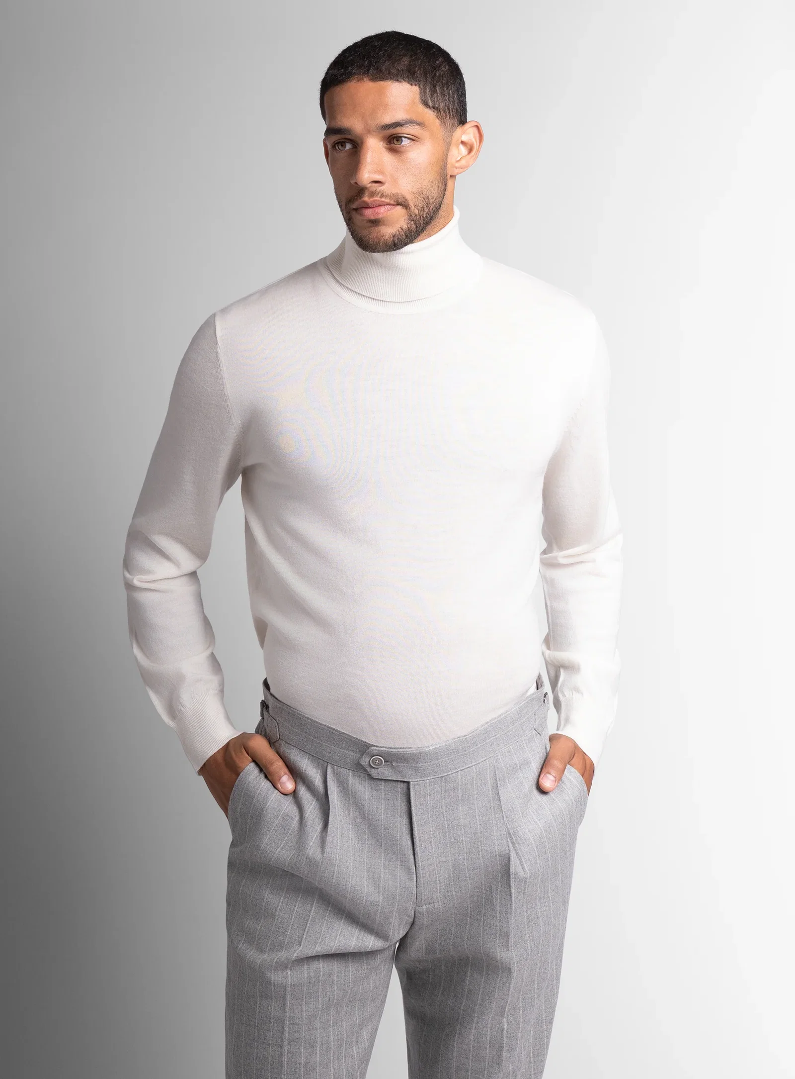 Image of Merino Wool Cream Turtleneck Knit