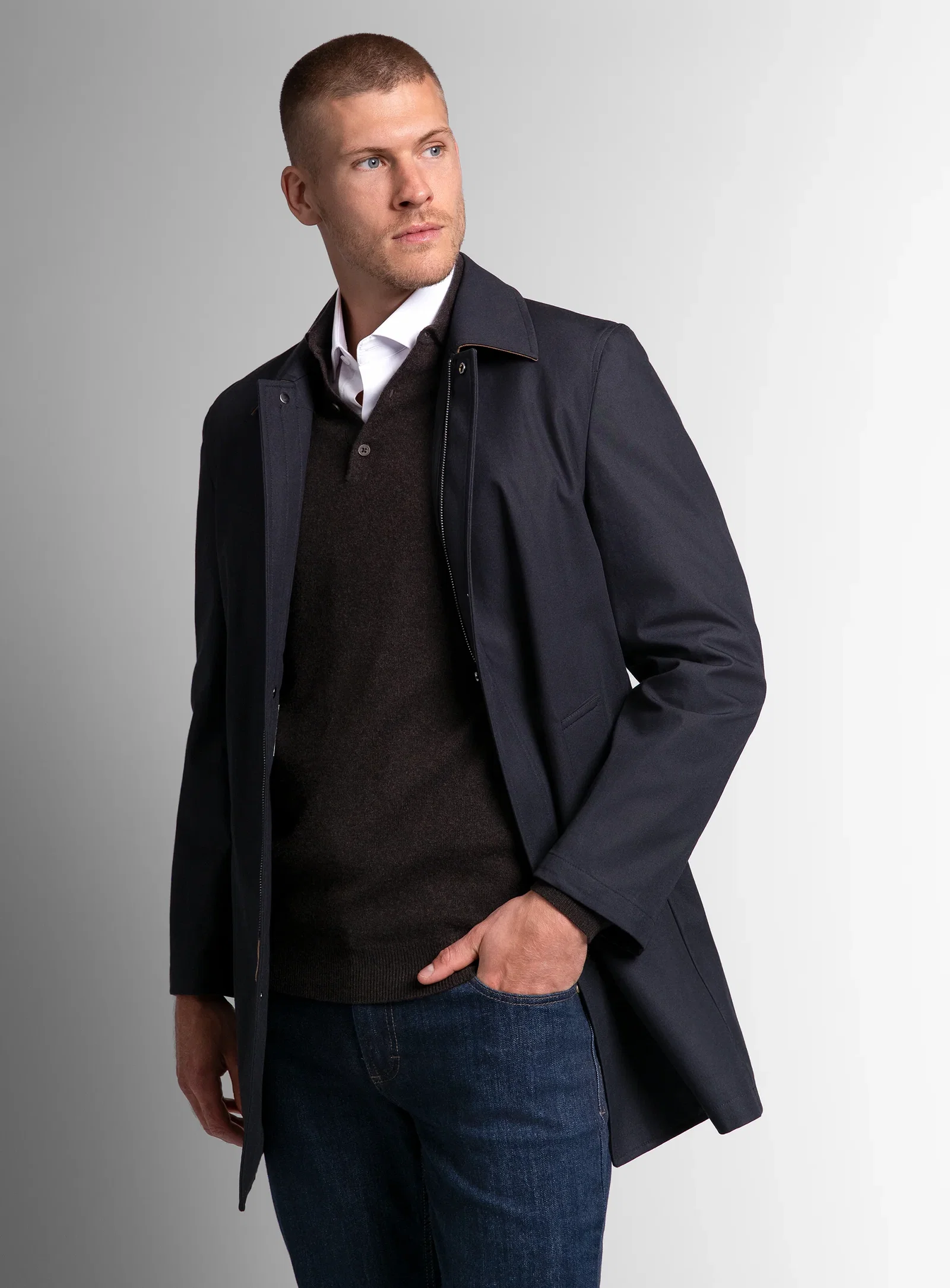 Image of Lorenzo Navy Raincoat