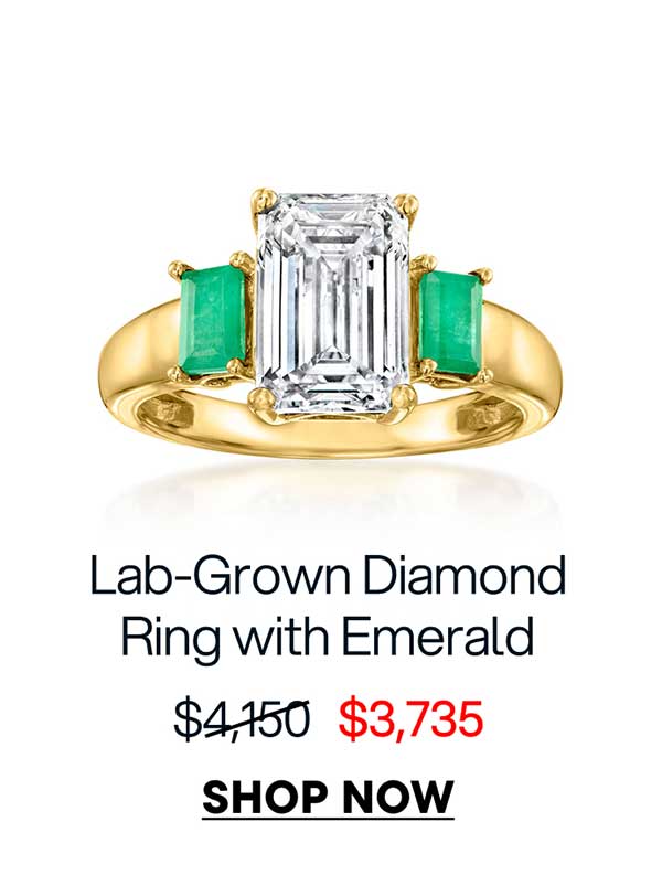 Lab-Grown Diamond Ring with Emerald