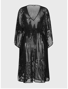 Black Unlined Net Dress With Adjustable Tassel Tie