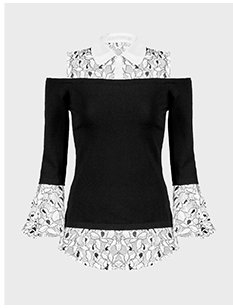 Black sweater with detachable lace pieces