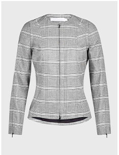 Glen plaid patterned jacket with removable sleeves