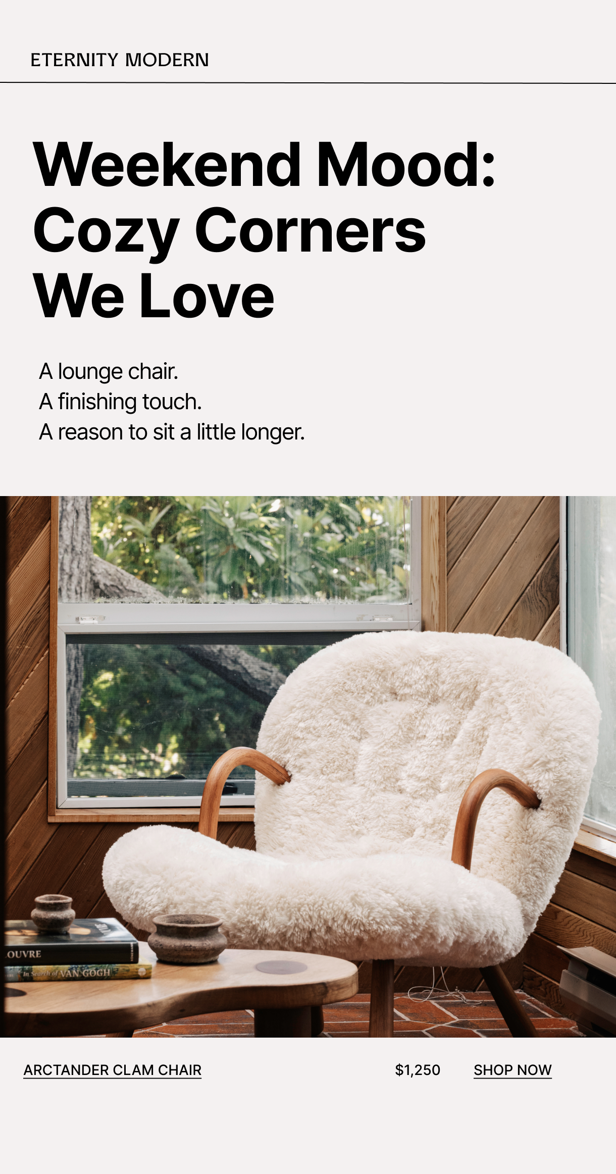 Weekend Mood: Cozy Corners We Love A lounge chair. A finishing touch. A reason to sit a little longer.