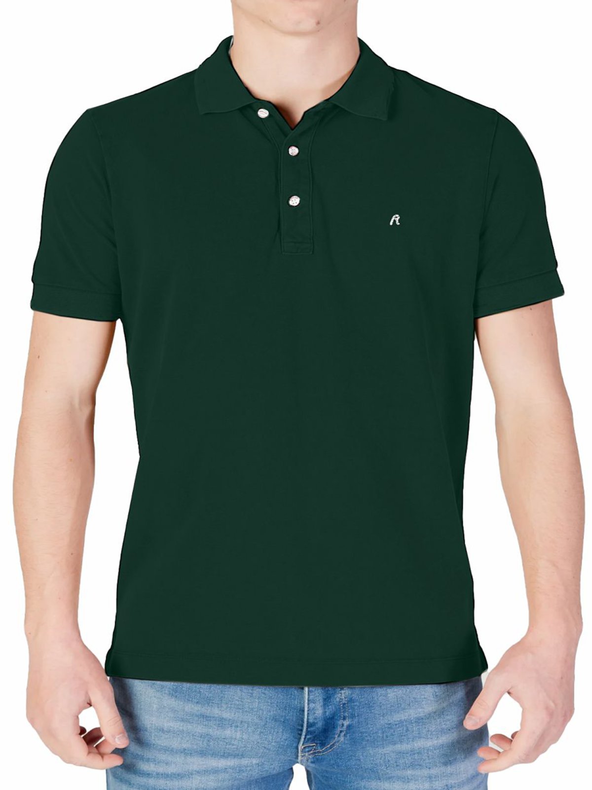 Solid-colored piqué polo shirt with logo embroidery