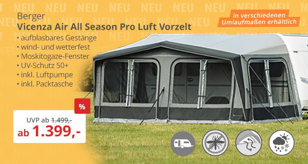 Berger Vicenza Air All Season Pro Luft Vorzelt für Wohnwagen