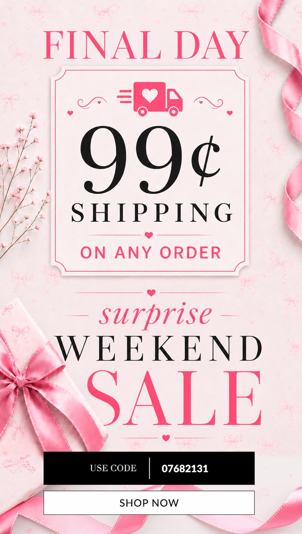 99 cent shipping on any order