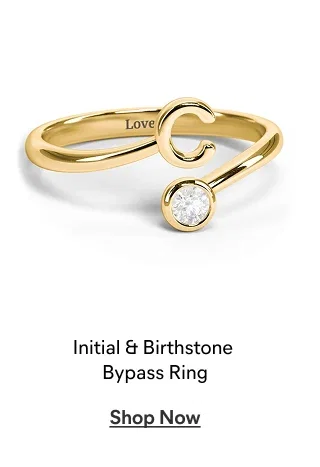 Initial & Birthstone Bypass Ring