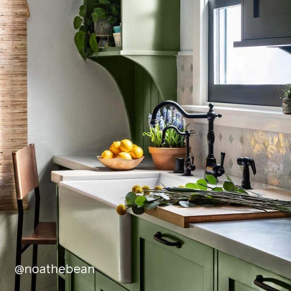 Kitchen featuring forest green paint color Daily Greens