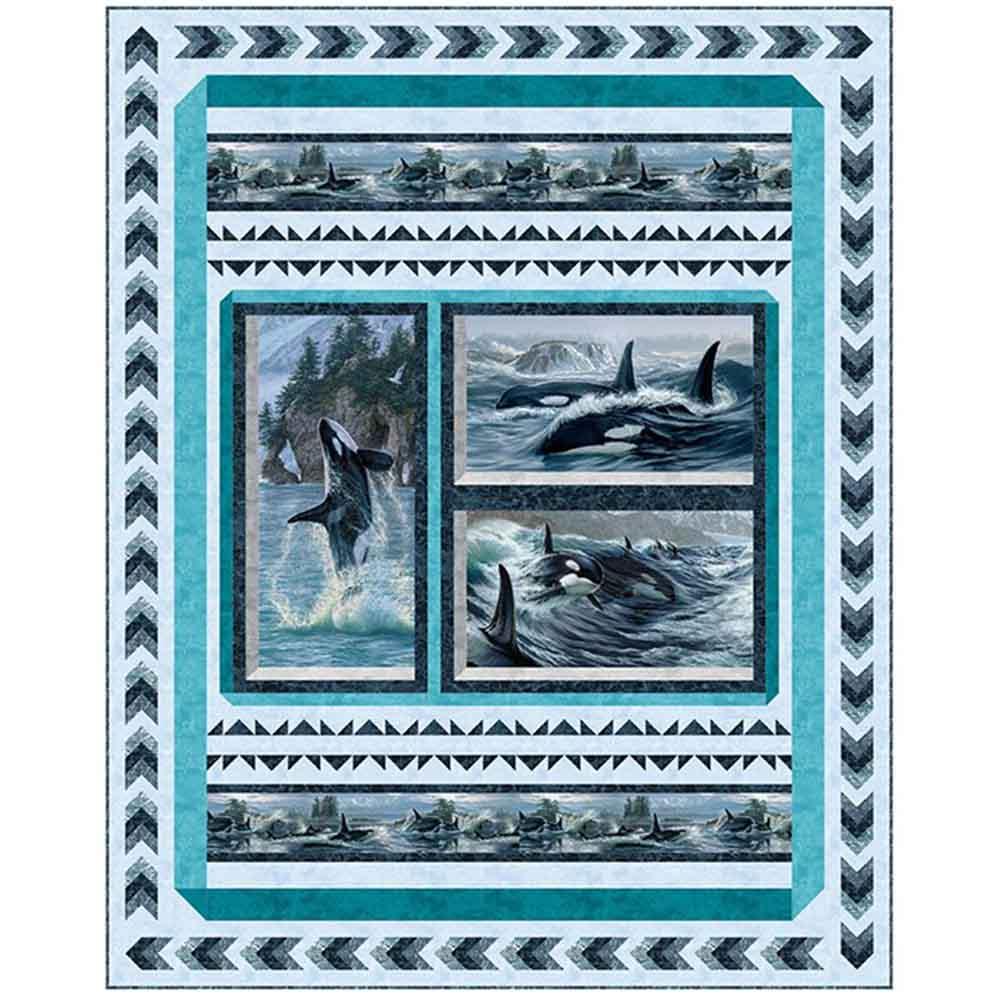 Image of Ocean Expressions - Panel Quilt Kit with FREE Canvas Bag Panel