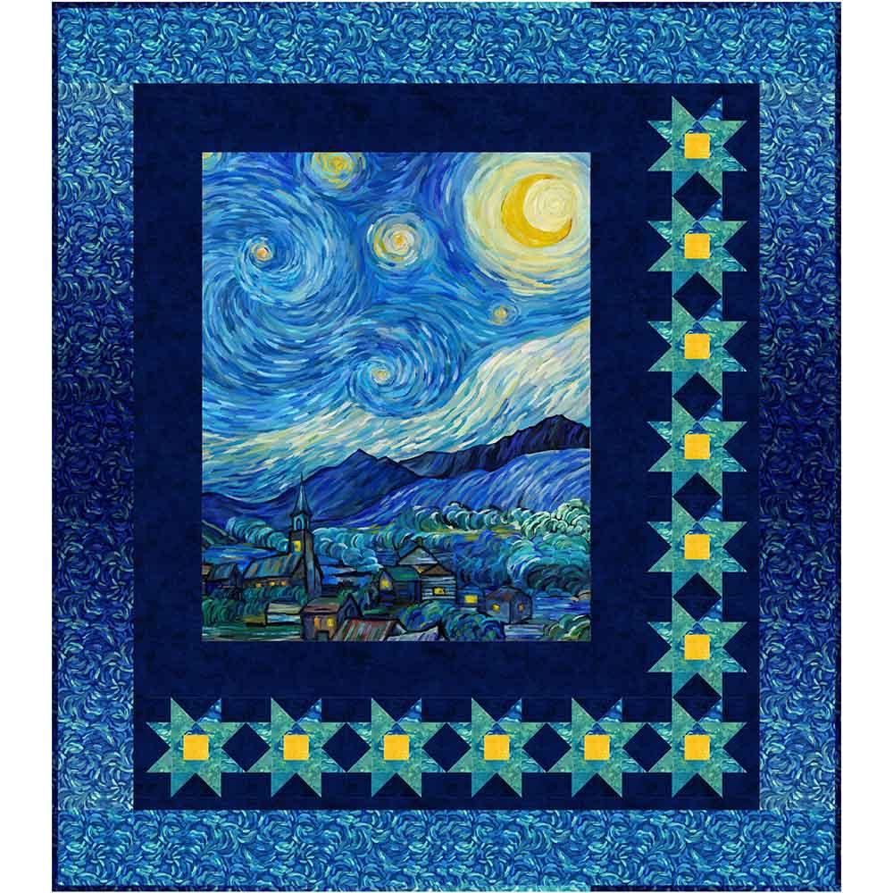 Image of Stars At Midnight - Panel Quilt Kit with FREE Canvas Bag Panel