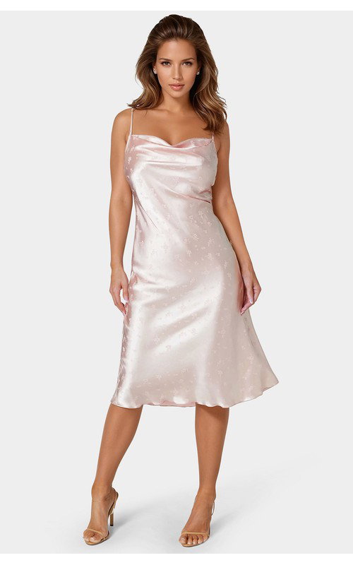 Satin Jacquard Midi Slip Dress