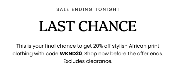 Sale Ends Tonight