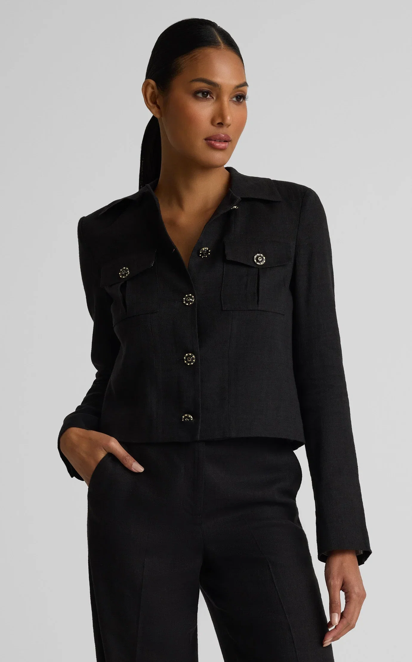 Image of Caroline Jacket In Stretch Linen Twill