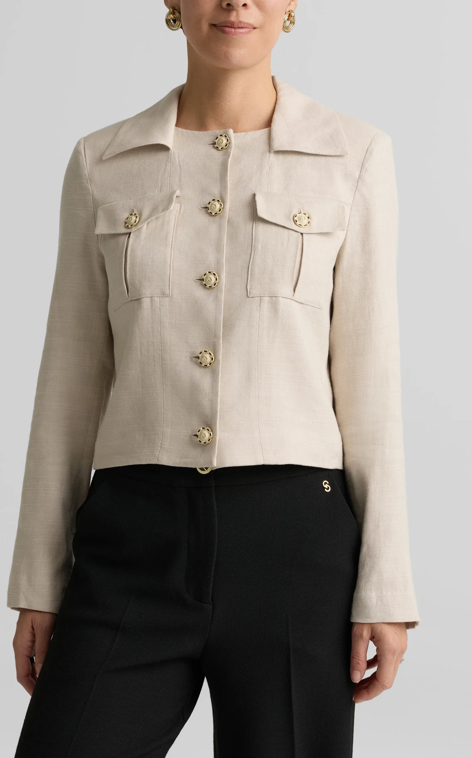 Image of Caroline Jacket In Stretch Linen Twill