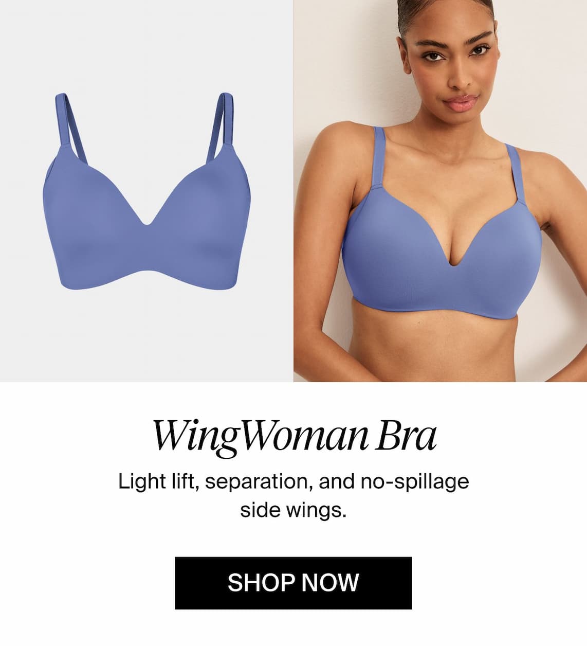 WingWoman Bra: Light lift, separation, and no-spillage side wings. Shop now.