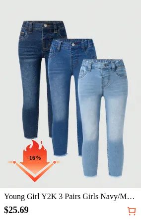 Young Girl Y2K 3 Pairs Girls Navy...