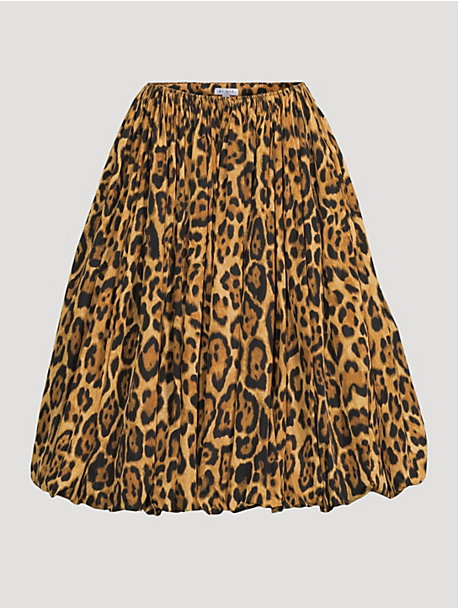 Taffeta Midi Skirt In Ocelot Print