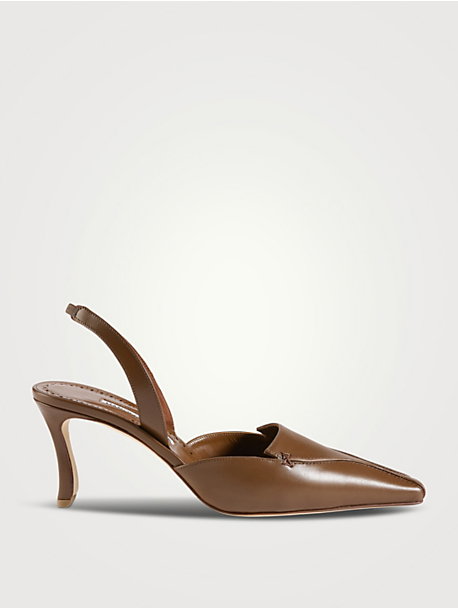 Cleosli Leather Slingback Pumps