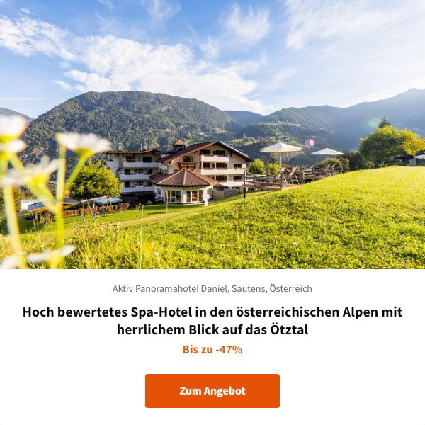 Hoch bewertetes Spa-Hotel in den österreichischen Alpen mit herrlichem Blick auf das Ötztal