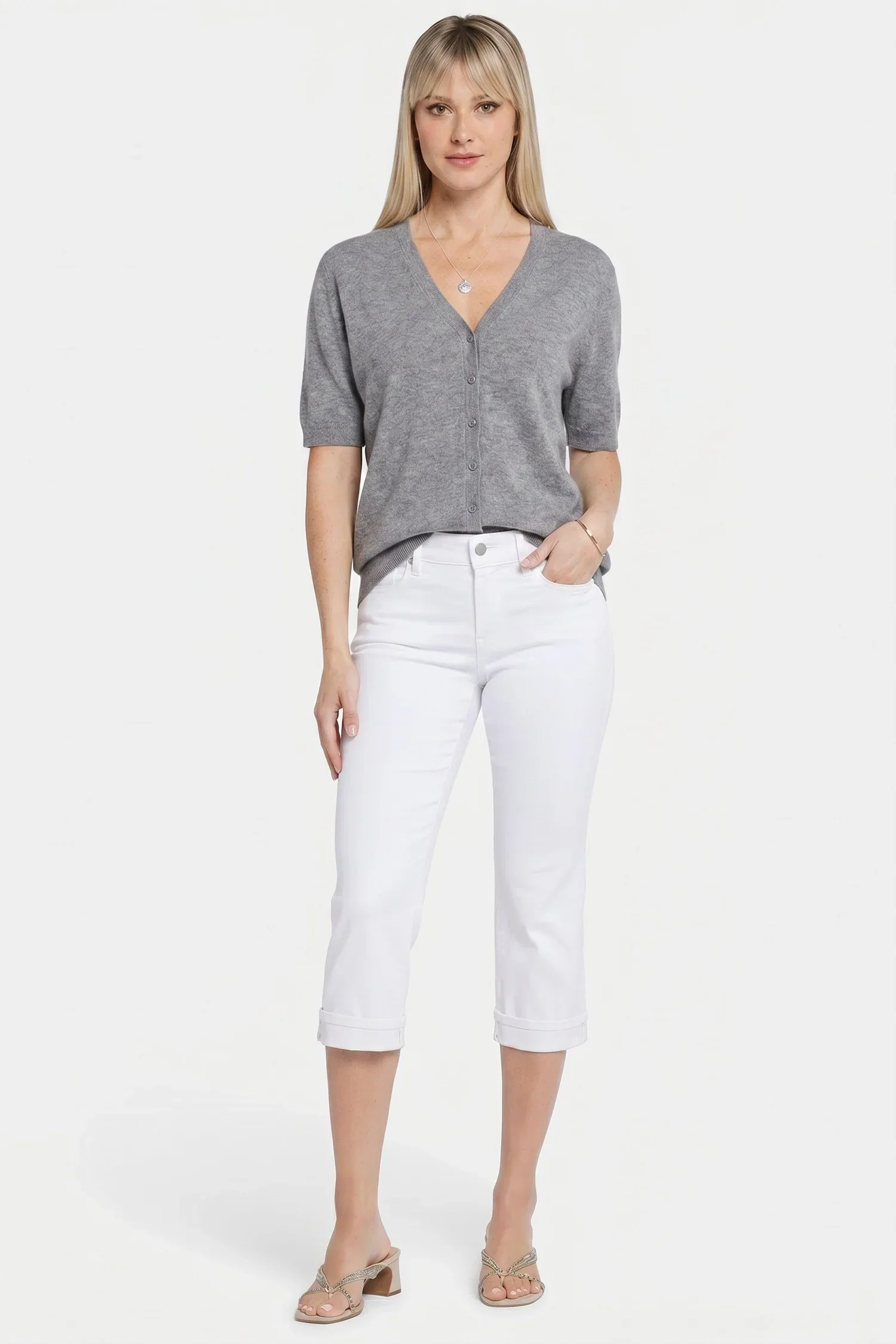 Image of Marilyn Straight Crop Jeans - Optic White