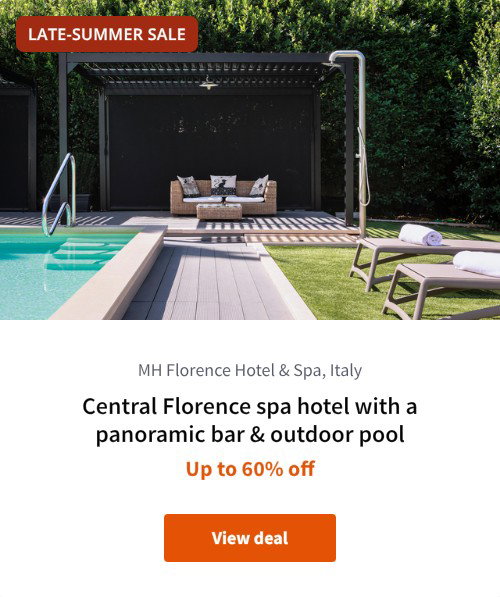 Central Florence spa hotel with a panoramic bar &amp; outdoor pool